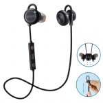 Comsoon Bluetooth Headphones, [Magnet Attraction] [Adjustable Ear Hook]Wireless V4.1 In-ear Sports Earbuds Noise Cancelling Sweatproof Stereo Headset Earphones with Micphone (Black)