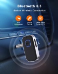 COMSOON Bluetooth Receiver for Car, Noise Cancelling 3.5mm AUX Bluetooth Car Adapter, Wireless Audio Receiver for Home Stereo/Wired Headphones, Hands-Free Call, 16H Battery Life - Black+Silver